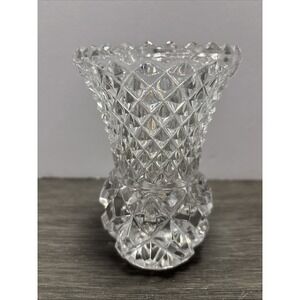 Echt Bleikristall Glass‎ Diamond Point Lead Crystal Vase Saw Tooth Rim 5" Mint